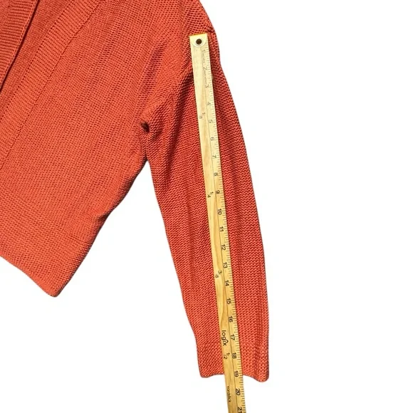 Old‎ Navy Chunky Knit Sweater Open Front Cardigan Orange Womens Medium Slouchy - Picture 5 of 10